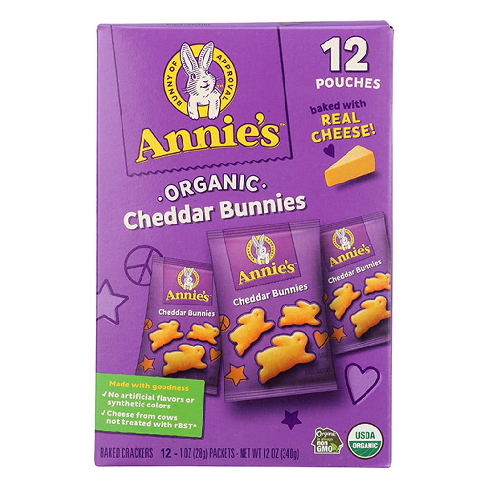 ANNIE'S HOMEGROWN <br> ORGANIC CHEDDAR BUNNIES SNACK PACK